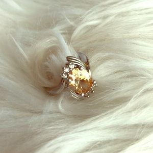 Simulated yellow diamond fashion ring